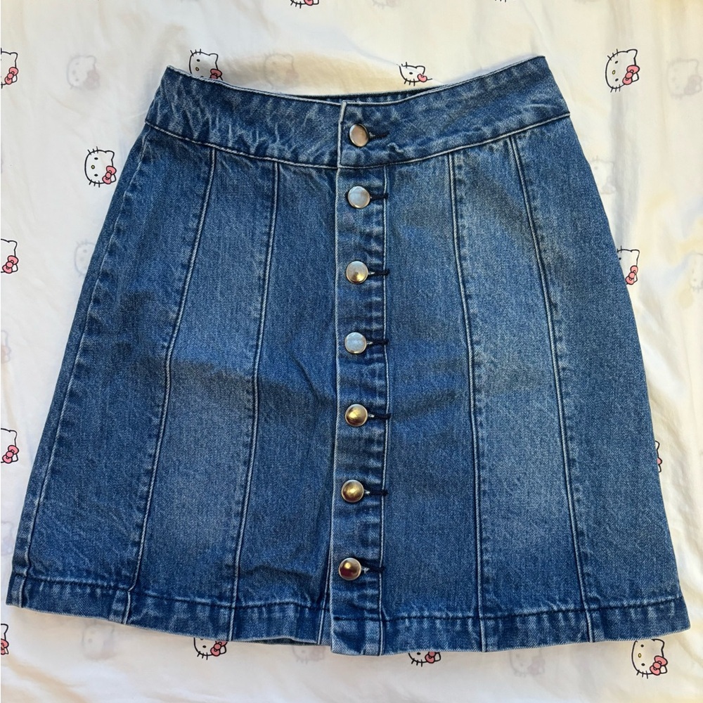 BDG button up denim skirt